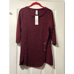 J Mode Womes Berry Button Accent Scoop Neck Top SZ XL NWT USA Wine Maroon